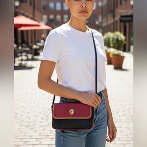 Vtg Alfred Sung Tri-Color Leather Crossbody Bag | Minimalist Retro 90s Designer